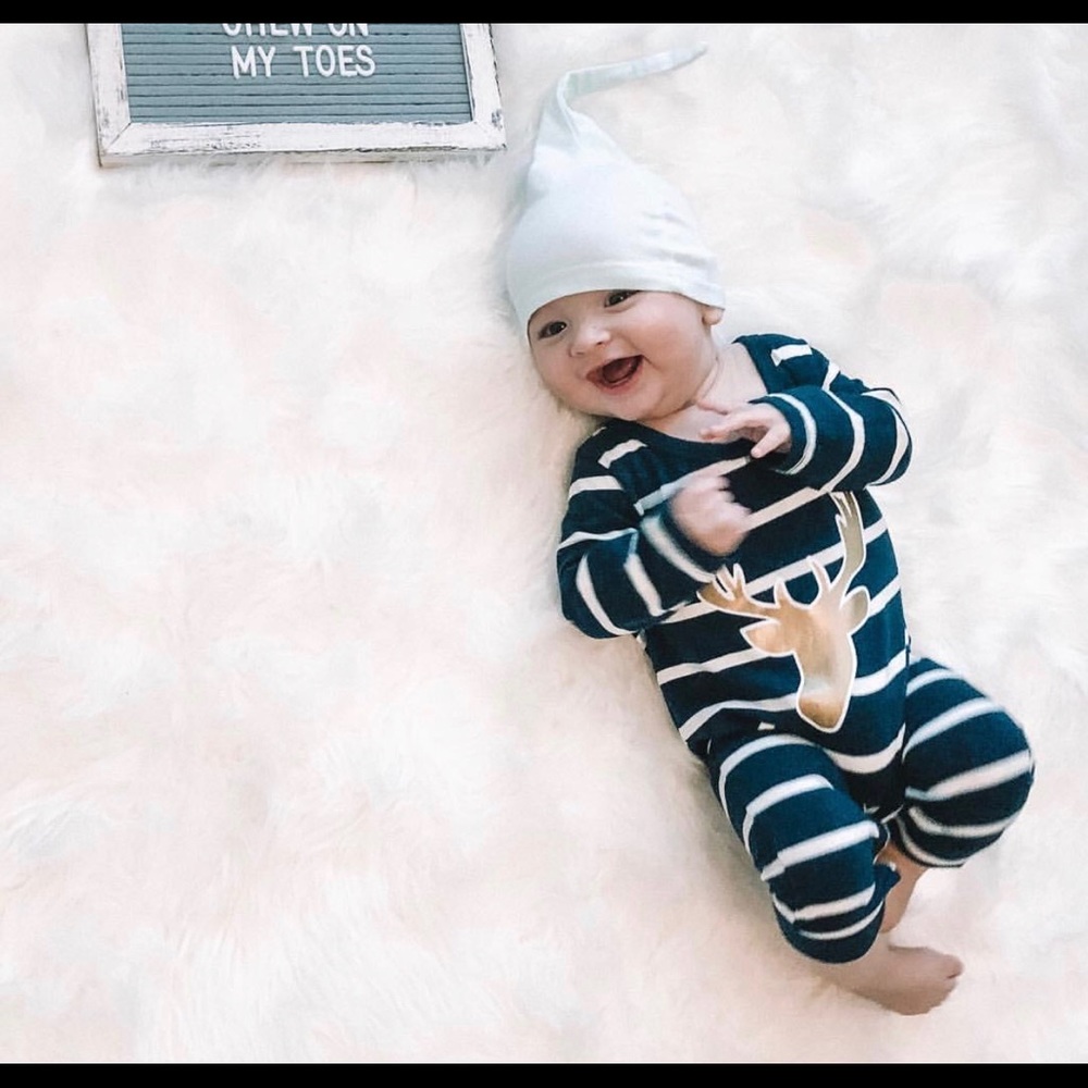 Reindeer onesie and hat